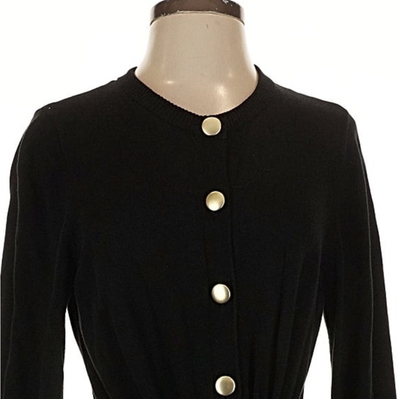 Who What Wear Black Long Sleeve Sweater Dress with Gold Buttons - Picture 8 of 8
